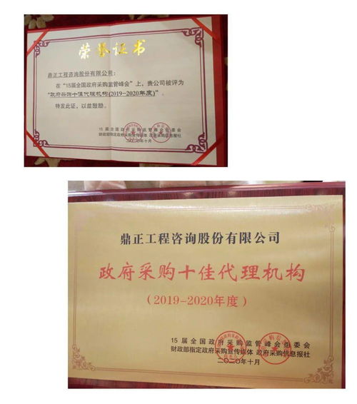 鼎正印记 热烈庆祝我司荣获全国政府采购十佳代理机构